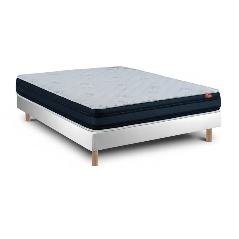 Conjunto Viscoflex Ortopédico con colchón viscoelástico 22 cm y sommier monobloque 200 x 150 cm, altura total 52 cm, patas madera 15 cm. - Descanso