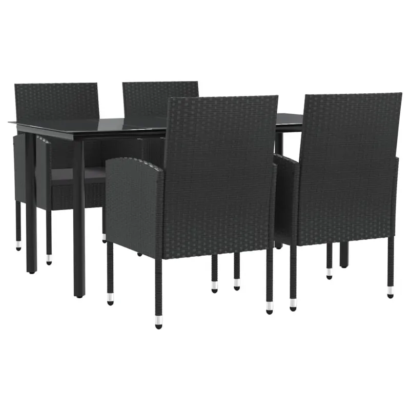 Juego de comedor de jardin 5 piezas ratán sintético y acero negro - Jardín