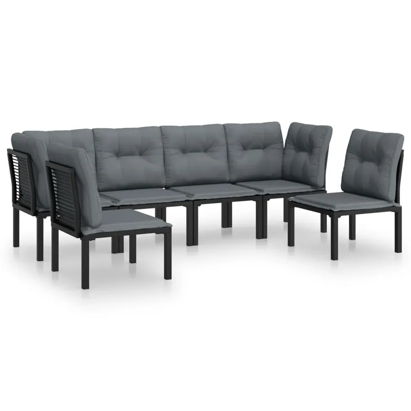 Juego de muebles de jardin 6 piezas ratán sintético negro y gris - Jardín