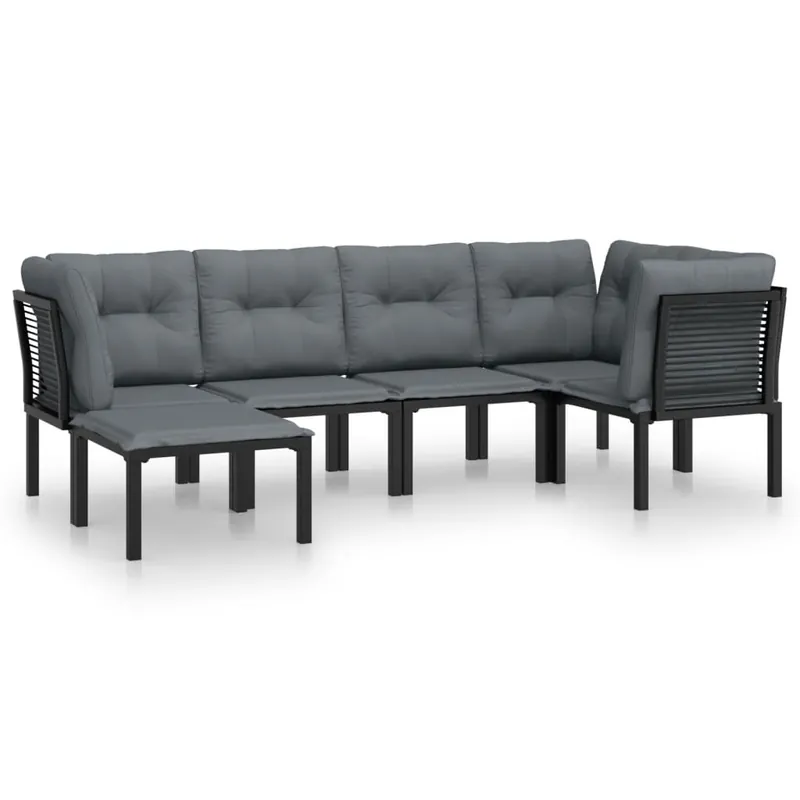 Juego de muebles de jardin 6 piezas ratán sintético negro y gris - Jardín