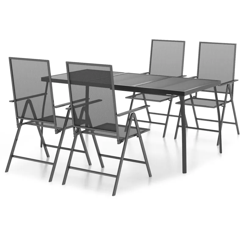 Juego de comedor de jardin 5 piezas acero gris antracita - Jardín