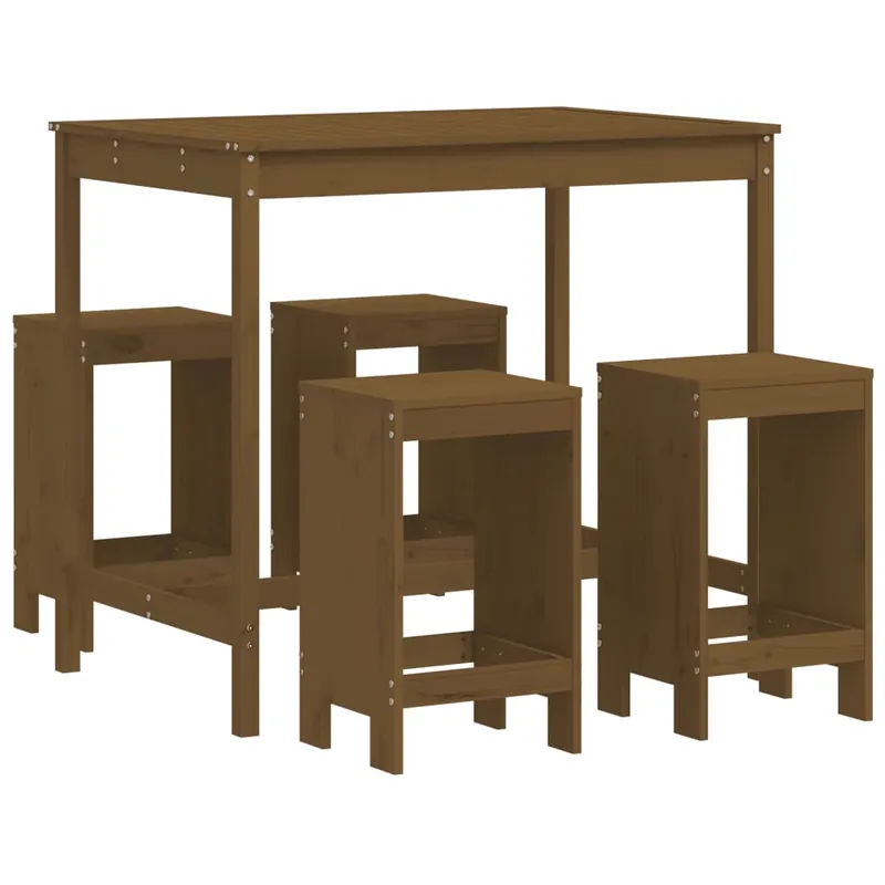 Mesa alta y taburetes de jardin 5 piezas madera maciza Douglas - Jardín