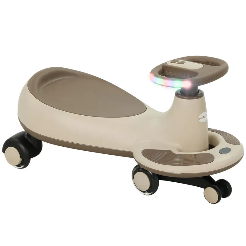 AIYAPLAY Correpasillos para Niños de +2 Años Correpasillos Wiggle con Cuerda de Tracción para Padres Música Luz y Espacio de Almacenamiento 69x31x69 cm Caqui - Electrónica