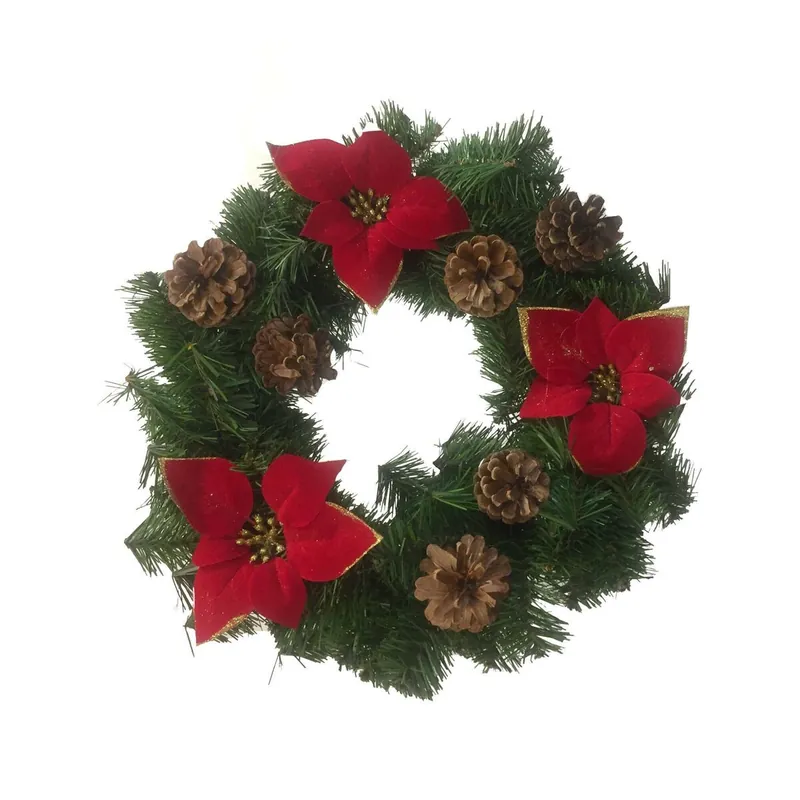Adorno navideño, Ornamento de Navidad 35x35x3 cm, Verde y Rojo - Decoración