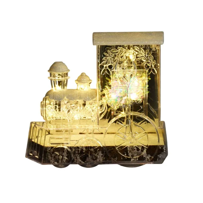 Well Home Decoración LED de Locomotora con Bailarina de Ballet y purpurina blanca