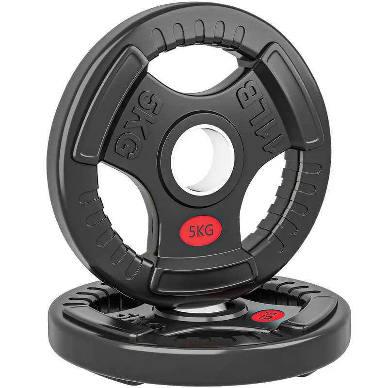 SPORTNOW Discos Pesas Olímpicos, Agujero Ø50 mm, 2 Discos de Pesas 5 kg con Anillo Interior de Acero y Triple Agarre, para Mancuernas y Barras, Entrenamiento Fitness en Casa, Gimnasio, Negro - Deporte