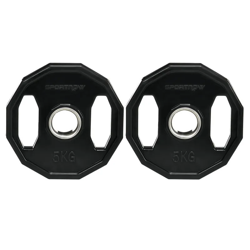SPORTNOW Juego de 2 Discos de Pesas Olímpicas 5 kg Ø24x3,5 cm Hierro Fundido Placas de Pesas con Orificio de 50 mm para Barra Entrenamiento Fitness en Gimnasio Casa Negro - Deporte