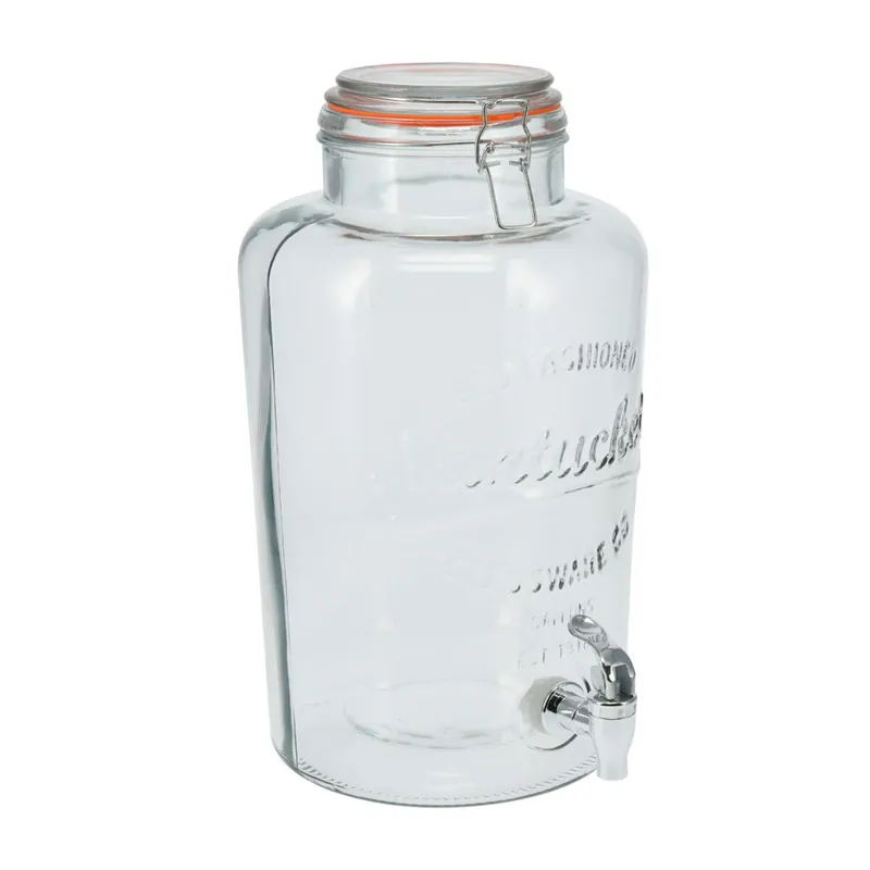 Dispensador de bebidas de 8L en vidrio con tapa de clop Ø20,7x36 - Cocina