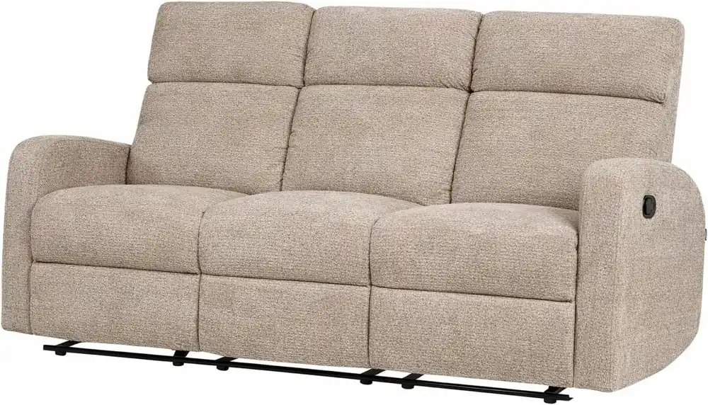 DUPI Sillón Sofá SOFT Relax Reclinable | Palanca Manual para reclinar Respaldo y reposapiés | Espuma HR Alta Resiliencia | Beige | 3 Plazas - Sofás sillones puffs
