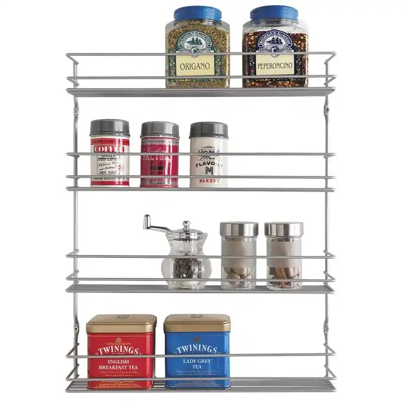 Estante Especiero 4 Niveles Serie PEPITO de Metaltex. Acabado Polytherm® Color Plateado - Cocina