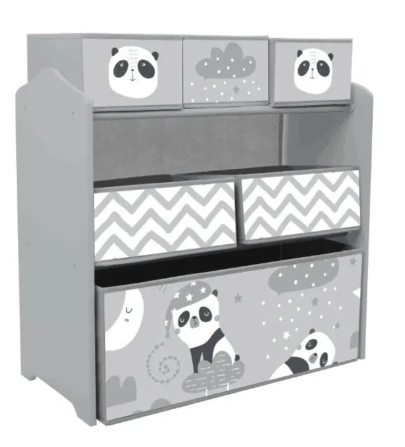 ZONEKIZ Estantería Infantil para Juguetes con 6 Cajas de Tela no Tejida Extraíbles Organizador Juguetes para Niños de 3-8 Años para Dormitorio Guardería 63x30x66 cm Gris y Blanco