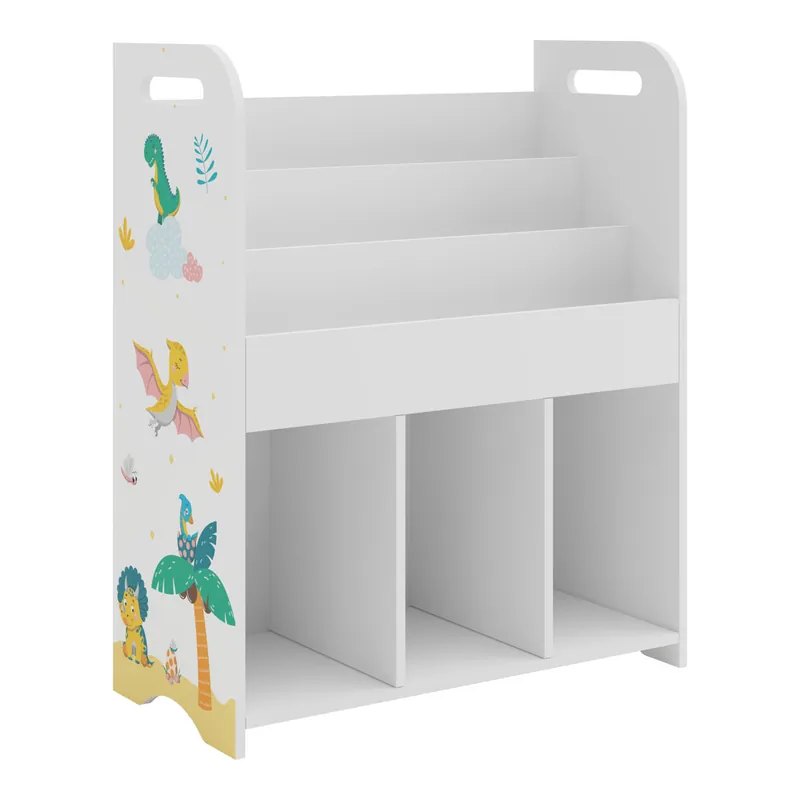 Estantería Infantil Røyrvik aglomerado 75x62x29cm - Motivo de dinosaurio [en.casa]