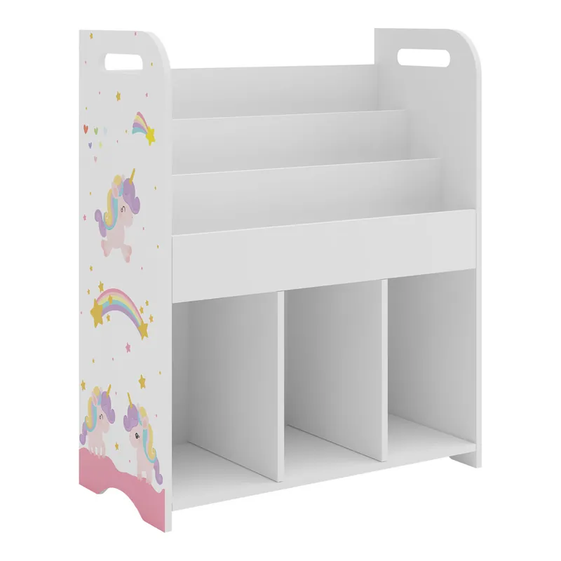 Estantería Infantil Røyrvik aglomerado 75x62x29cm - Motivo de unicornio [en.casa]