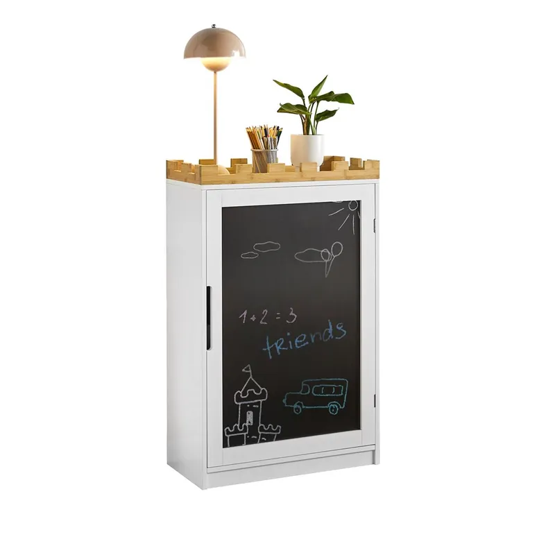 Cómoda para niños con pizarra Estantería para libros juguetes Armario de almacenamiento para niños Diseño de candado KMB43-W SoBuy