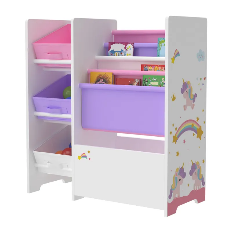 Estantería para niños Vimianzo motivo koala aglomerado/tela 60 x 65 x 30 cm multicolor [en.casa] - Bebé