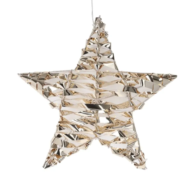 Well Home Estrella metálica decorativa Luminosa con 40 micro LED blanco cálido de diseño retorcido 30x8x30cm - Decoración
