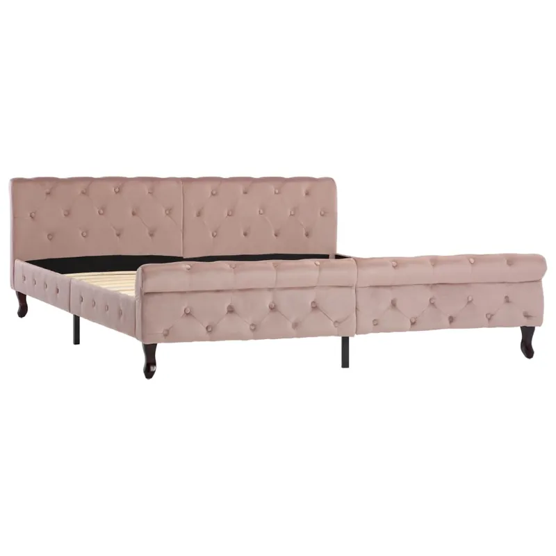 Estructura de cama de terciopelo rosa 180x200 cm - Descanso