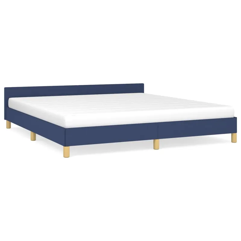 Estructura de cama con cabecero de tela azul 180x200 cm - Descanso