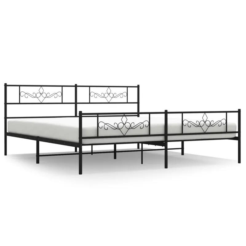 Estructura de cama cabecero y pie de cama metal negro 180x200cm con cabecero y pie de cama - Descanso