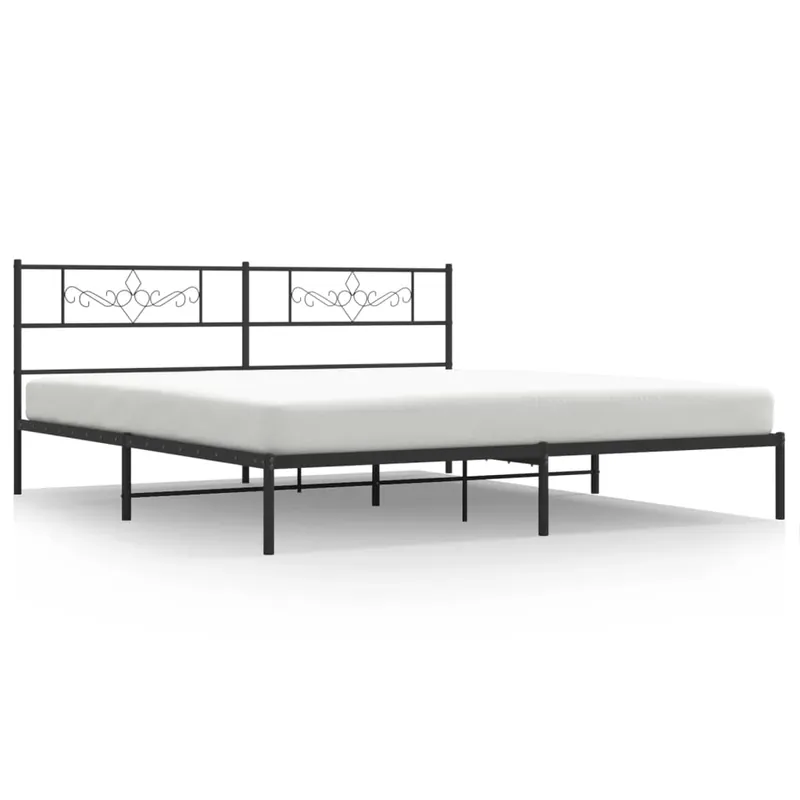 Estructura de cama con cabecero metal negro 180x200 cm con cabecero - Descanso