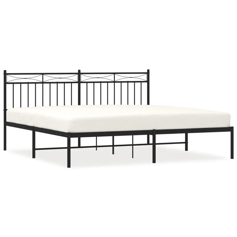 Estructura de cama con cabecero metal negro 180x200 cm con cabecero - Descanso