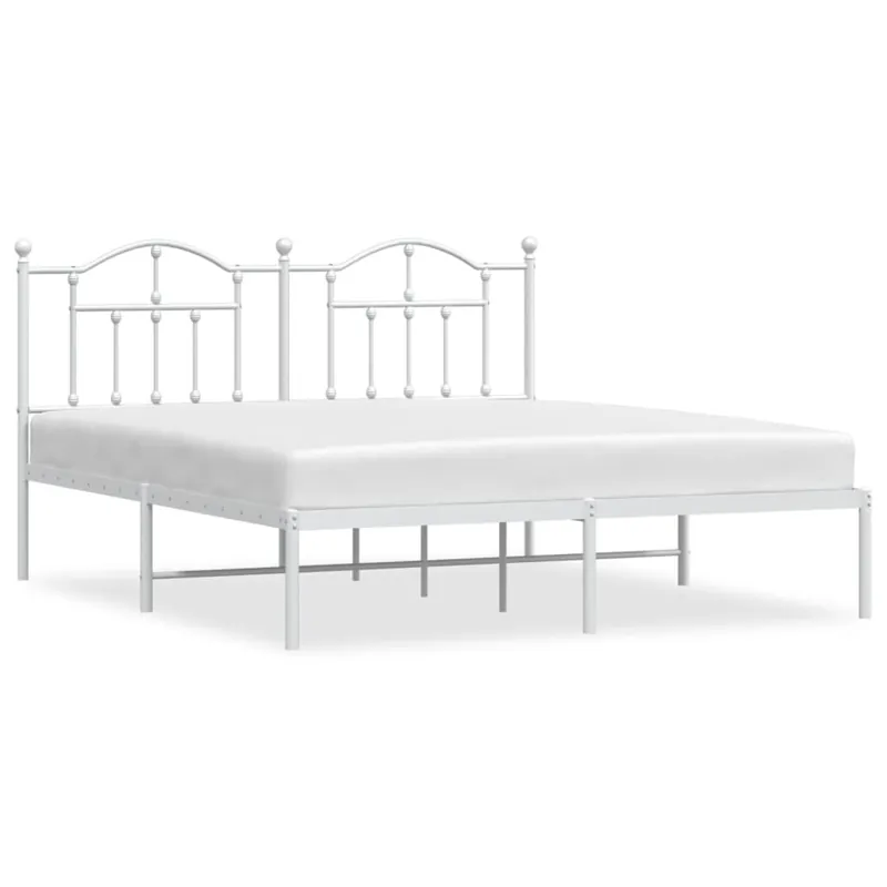 Estructura de cama con cabecero metal negro 180x200 cm con cabecero - Descanso