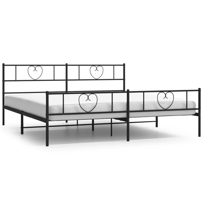 Estructura de cama cabecero y pie de cama metal negro 180x200cm con cabecero y pie de cama - Descanso