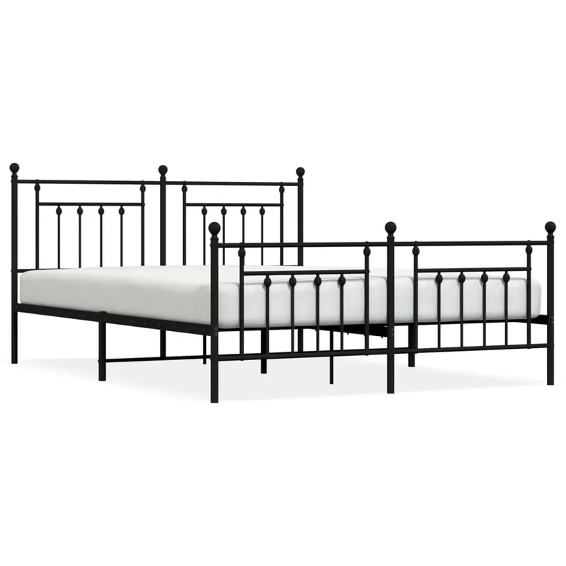 Estructura de cama cabecero y pie de cama metal negro 180x200cm con cabecero y pie de cama - Descanso