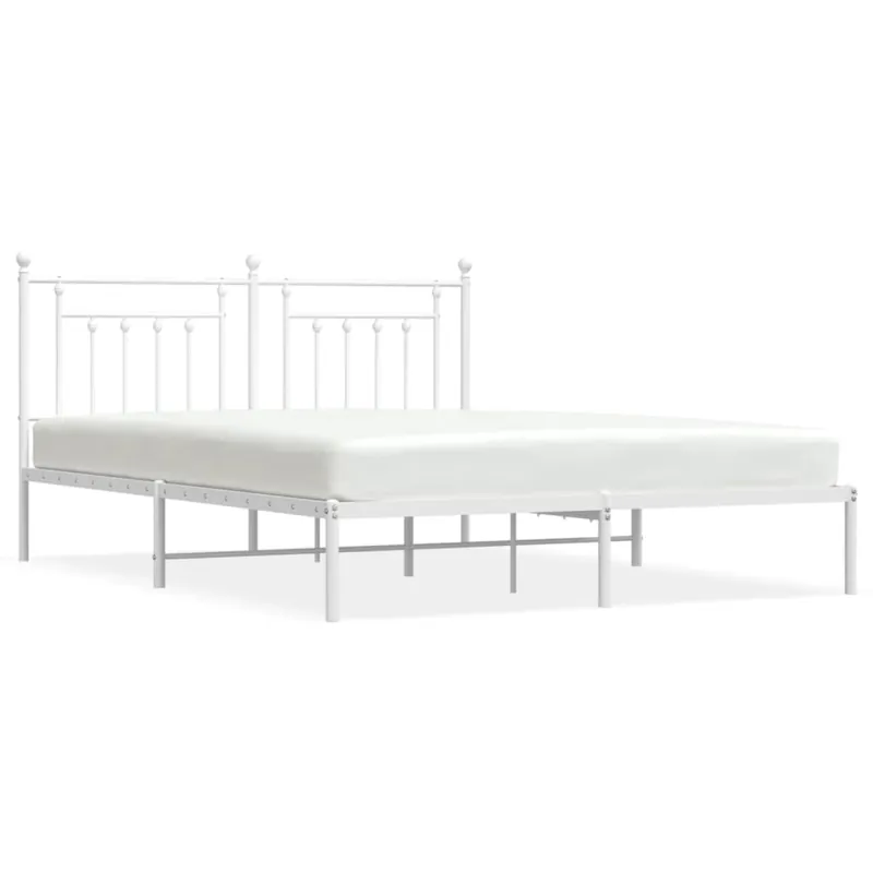 Estructura de cama de metal con cabecero blanco 180x200 cm con cabecero - Descanso
