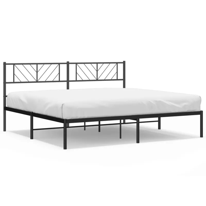 Estructura de cama con cabecero metal negro 180x200 cm con cabecero - Descanso