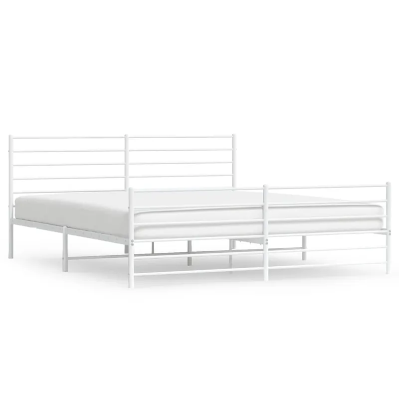 Estructura cama metal con cabecero y estribo blanco 180x200 cm con cabecero y pie de cama - Descanso