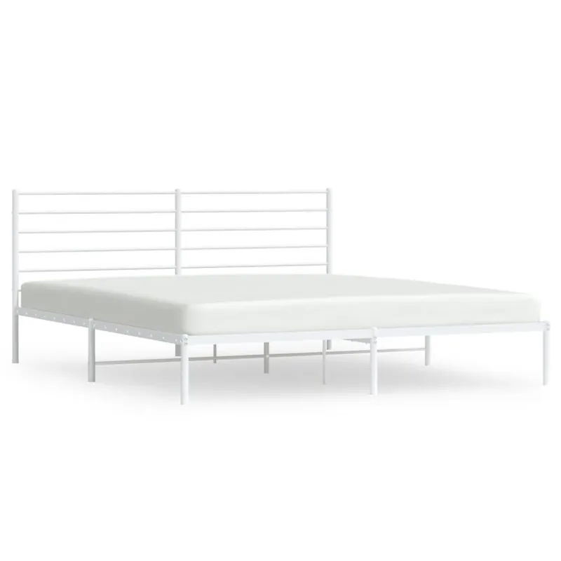 Estructura de cama de metal con cabecero blanco 180x200 cm con cabecero - Descanso