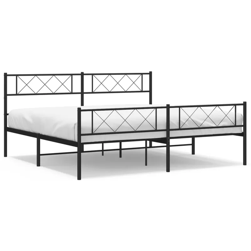Estructura de cama cabecero y pie de cama metal negro 180x200cm con cabecero y pie de cama - Descanso