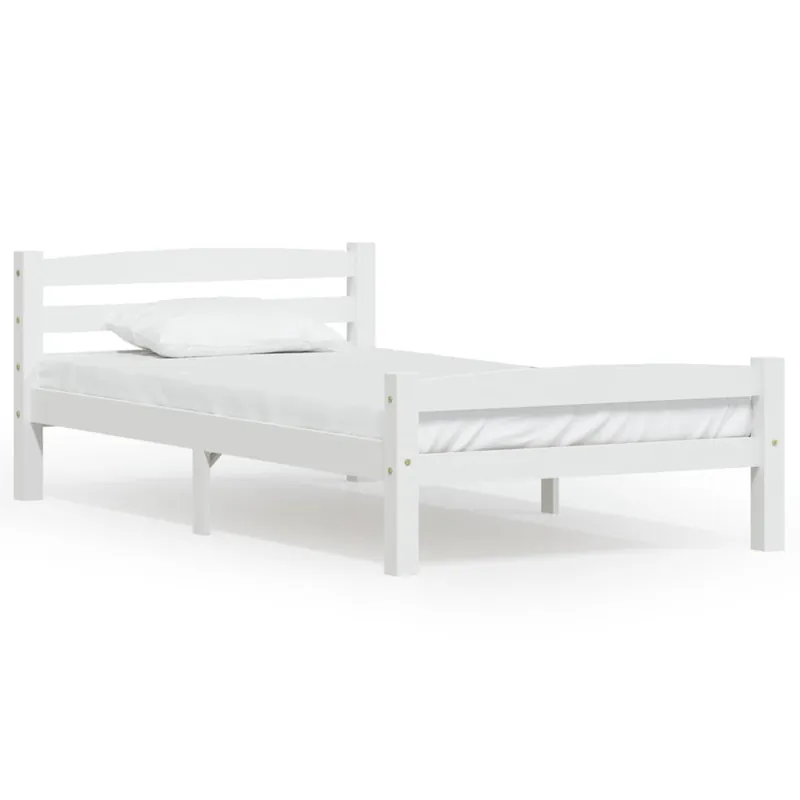vidaXL Estructura de cama de madera maciza de pino blanca 100x200 cm - Descanso