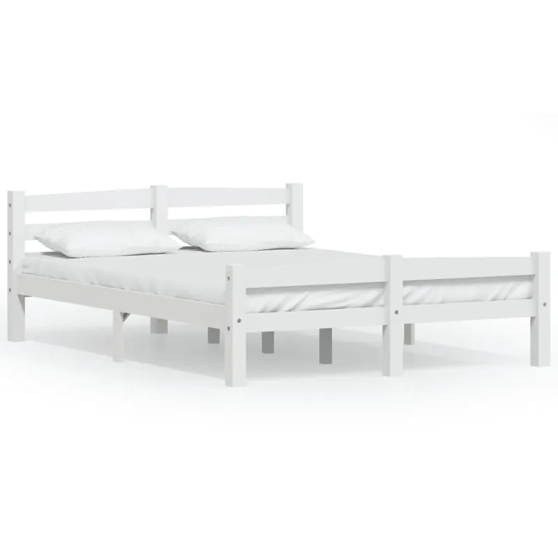 vidaXL Estructura de cama de madera maciza de pino blanca 120x200 cm - Descanso