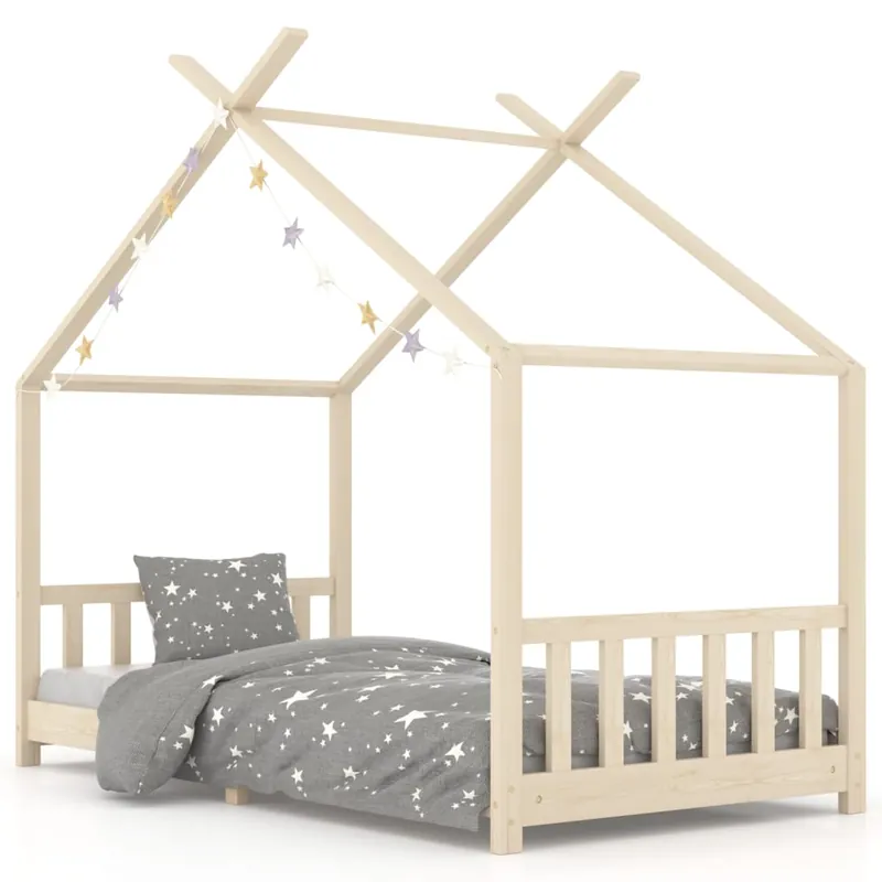 vidaXL Estructura de cama infantil madera maciza pino gris 90x200 cm - Descanso