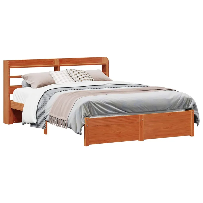 2 pcs Estructura de cama matrimonial Box spring - Marrón cera Madera de Pino Macizo