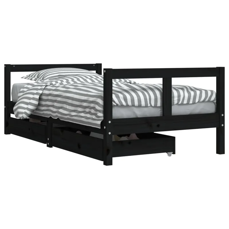 vidaXL Estructura cama infantil y cajones madera pino negro 80x160 cm - Descanso