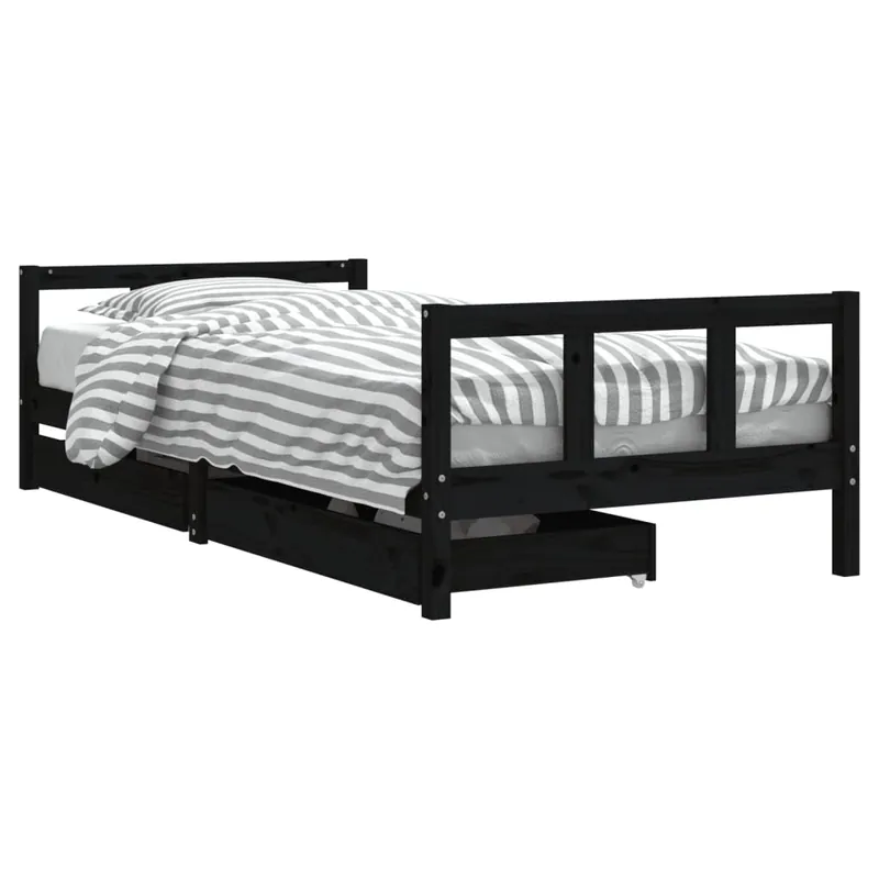 vidaXL Estructura de cama niños con cajones madera pino negro 90x200cm - Descanso