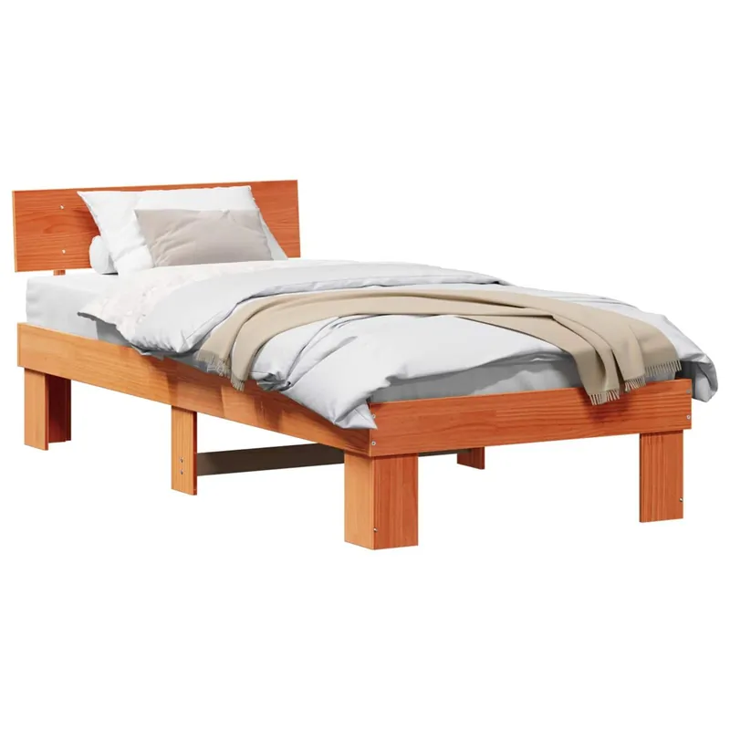 Estructura de cama simple para adultos con cabecera - Marrón cera 90 x 200 cm