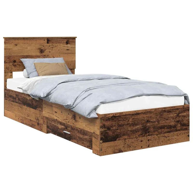 Estructura de cama simple para adultos con cabecera - Roble Sonoma 90 x 200 cm