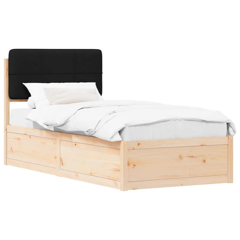 Estructura de cama simple para adultos con cabecera - Tapizada Gris Claro 90 x 190 cm