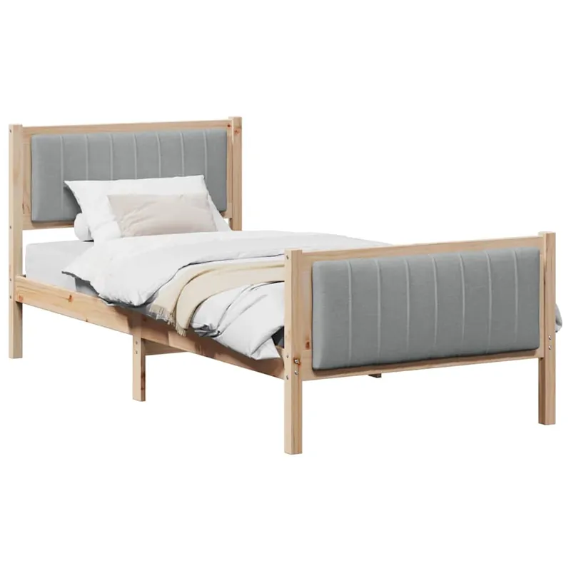 Estructura de cama simple para adultos con cabecera - Marrón y gris claro 90 x 200 cm