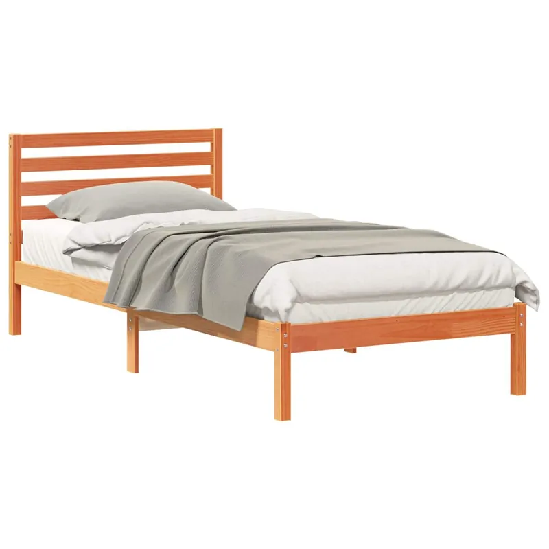 Estructura de cama simple para adultos con cabecera - Marrón cera 90 x 220 cm