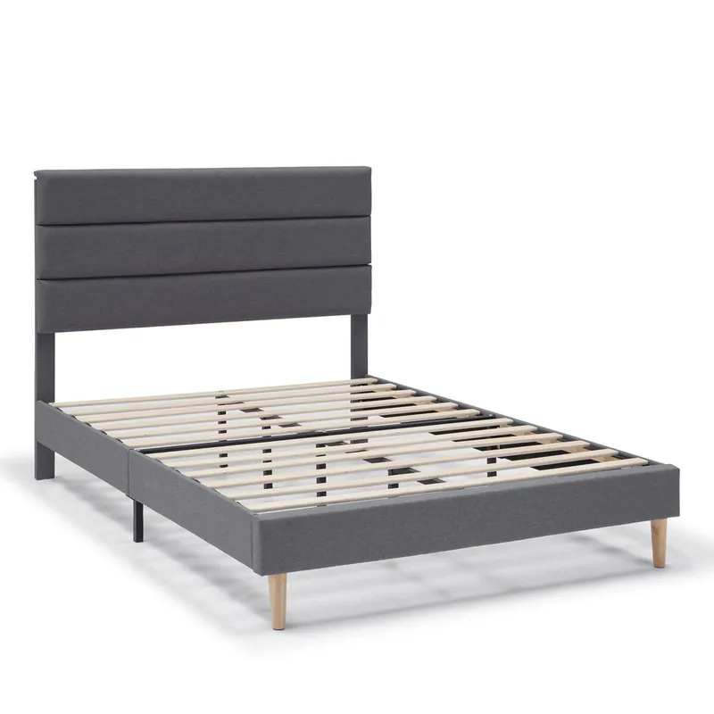 Estructura de Cama tapizada Aroma 135/140x190 cm, Gris oscuro - Descanso