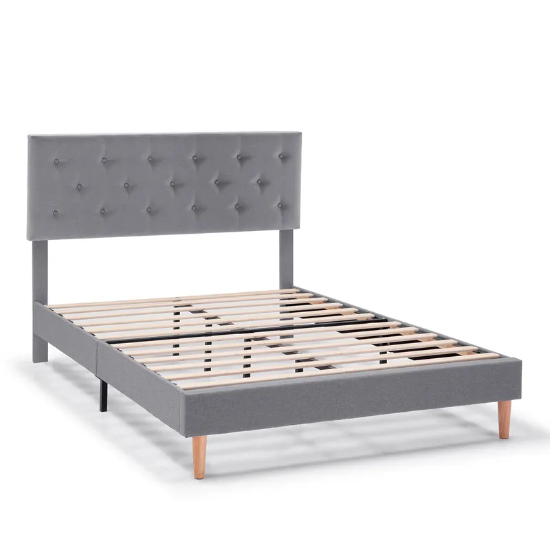 Estructura de cama tapizada Rosi de 30 cm, 140x190 cm, Beige - Descanso