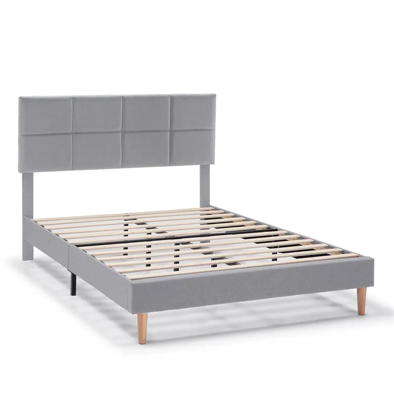 Estructura de cama tapizada Silvi de 30 cm, 150x190 cm, Beige - Descanso