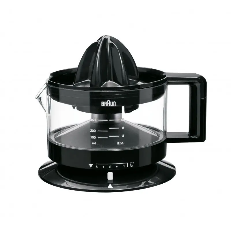 Braun Exprimidor Eléctrico Compacto CJ3000 BK. Bol Calibrado de 350 ml. Exprimidor De Naranjas Y Limones. 20 W. Color Negro - Electrodomésticos
