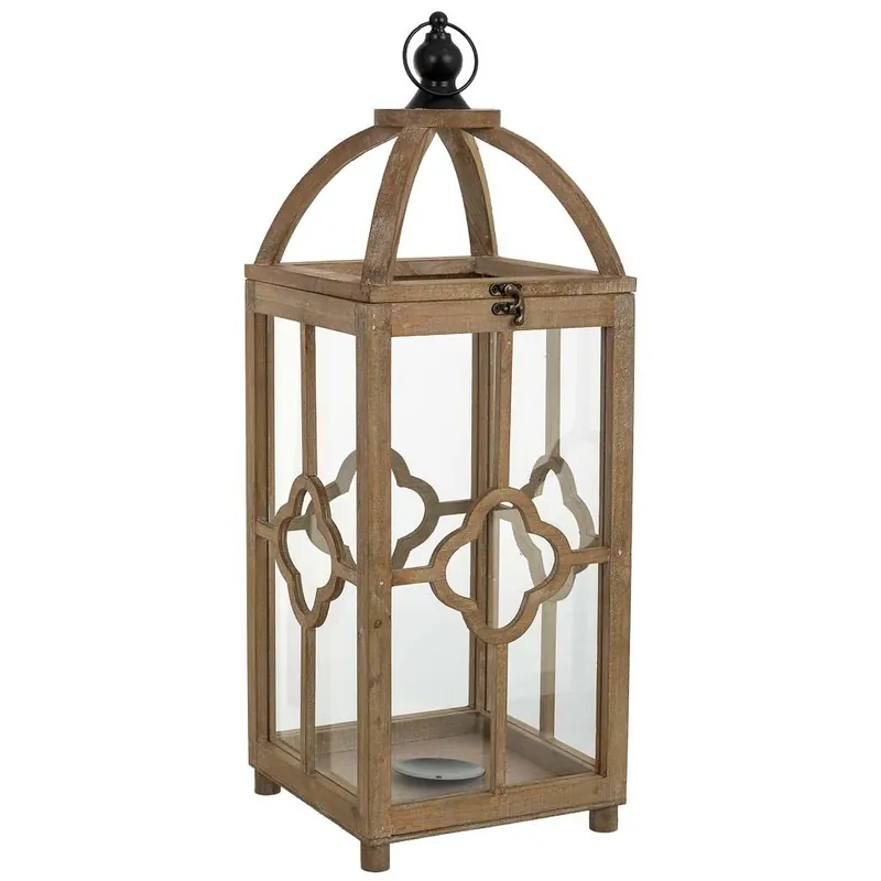 Farol de madera 23x23x63h cm - Decoración