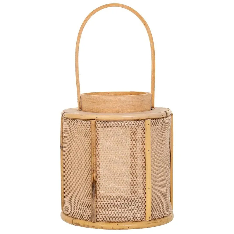 Farol de madera y bambú marrón 17x11x11 cm - Decoración
